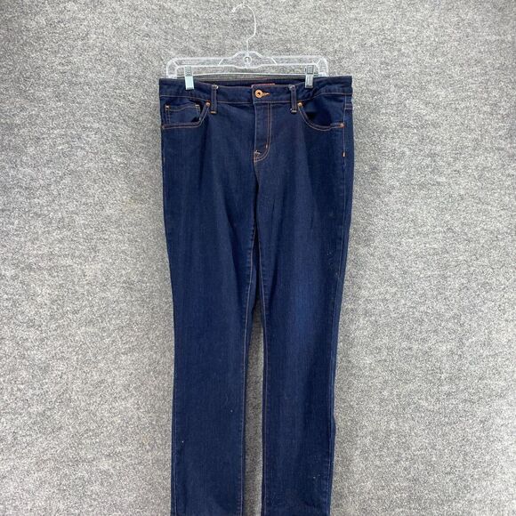 Tommy Hilfiger Jeans Women 12 Blue Denim Dark Wash Skinny Mid Rise Pockets - Picture 1 of 11